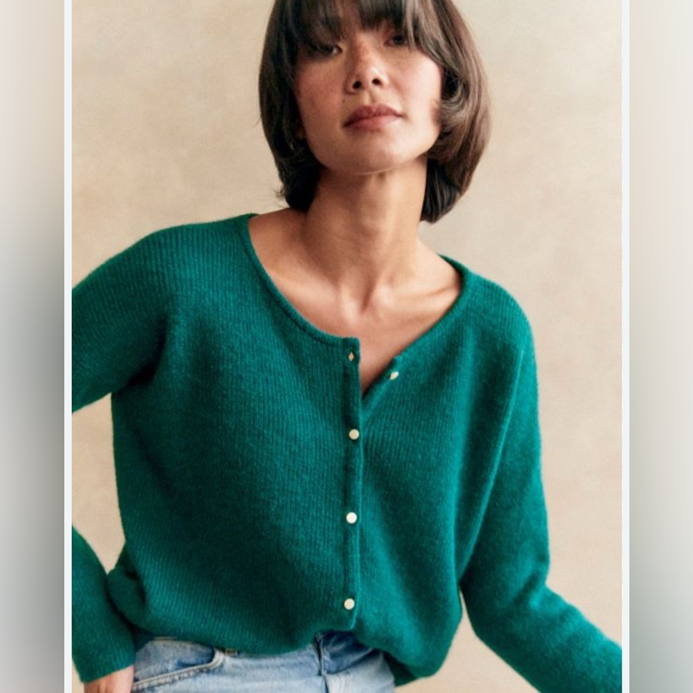 Sezane Gaspard Cardigan Blue Green - Size S